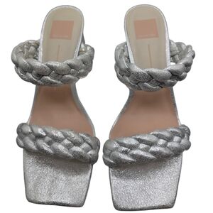 Dolce Vita Paily Silver Metallic Braided Block Heel 9.5 NWT